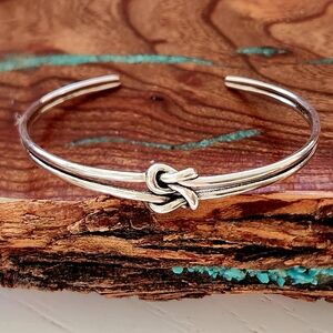 Vintage 925 Sterling Silver Knotted Cuff Bracelet